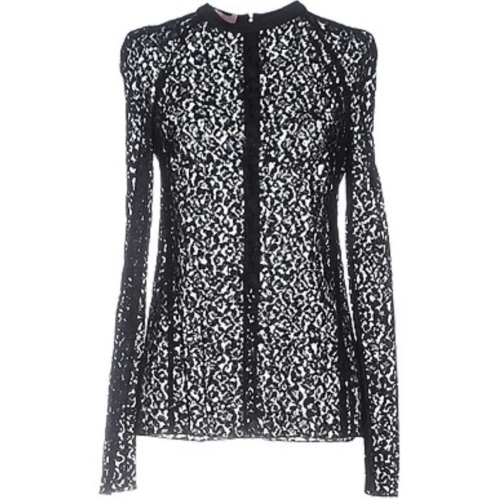 $740 Giamba By Giambattista Valli Stretch Lace Top Size 46
